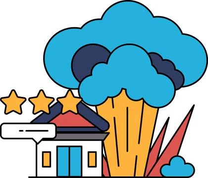 A building with a star on it and a building next to it Stock Illustration