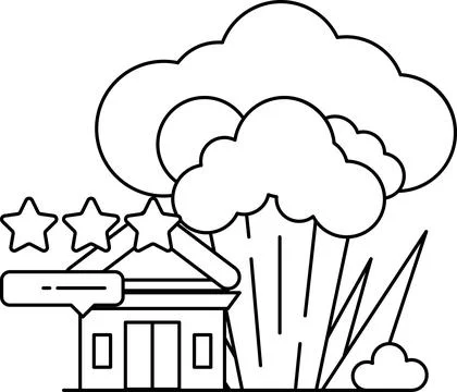 A building with a star on it and a building next to it Stock Illustration