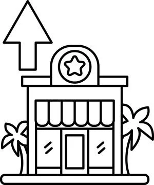 A building with a star on top and a line pointing upwards Ilustración de archivo
