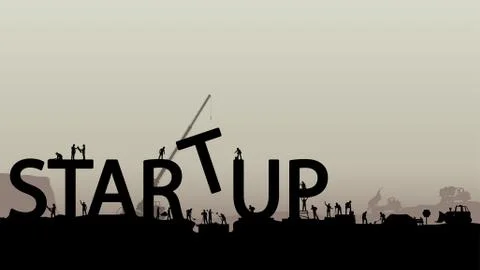 Building startup silhouettes Stock Illustration