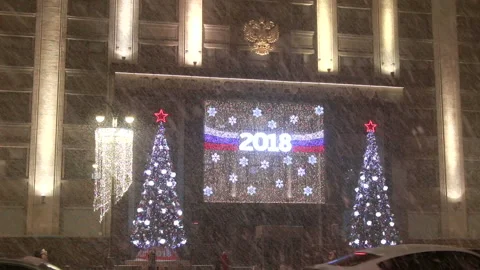 The Building of the State Duma during heavy snowfall Stock Footage 85797658