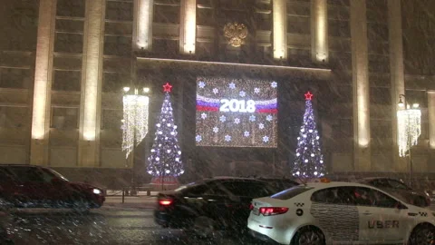The Building of the State Duma during heavy snowfall Stock Footage 85798207