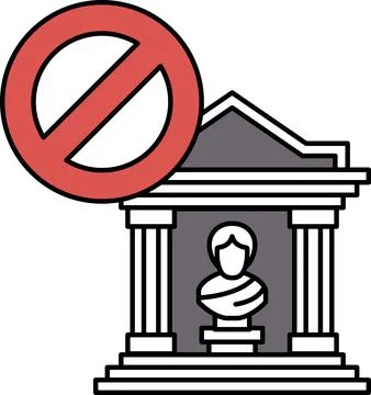 A building with a statue of a man in front of it Ilustración de archivo