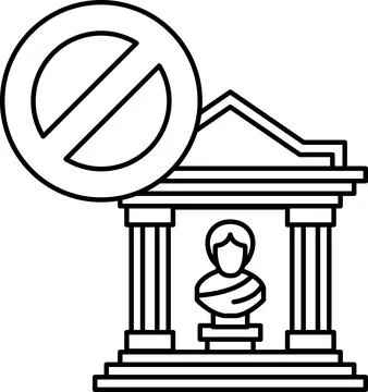 A building with a statue of a man in front of it Ilustración de archivo