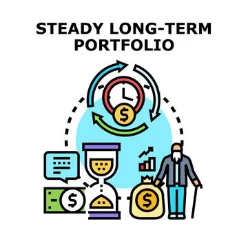 Building steady long term financial portfolio for retirement Stock Illustration