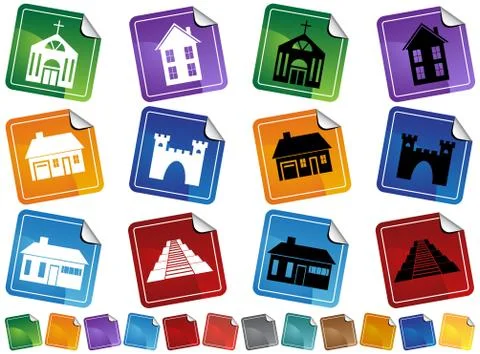 Building sticker buttons Stock Illustration