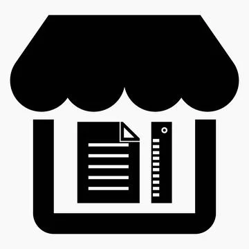 The building of the store, a list with a ruler. Ilustración de archivo