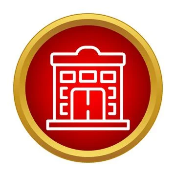 Building store outline icon in red circle Ilustración de archivo