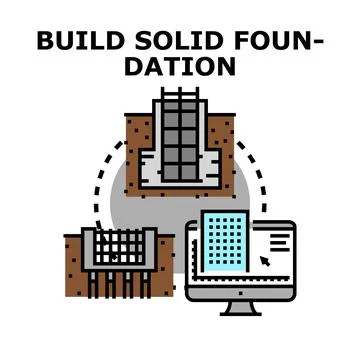 Building strong foundation construction engineering process Stock Illustration