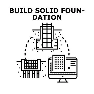 Building strong foundation construction engineering process Stock Illustration