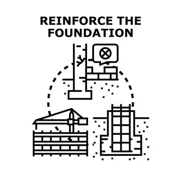 Building strong foundation using reinforcement construction principles Illustrazione stock