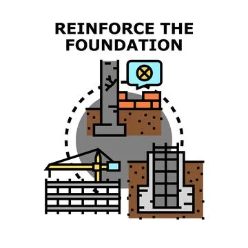 Building strong foundation using reinforcement construction principles Illustrazione stock