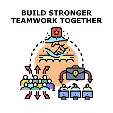 Building strong teamwork concept with business partnership Ilustración de archivo