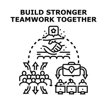 Building strong teamwork concept with business partnership Ilustración de archivo
