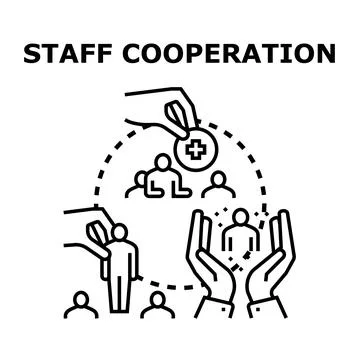 Building strong teamwork through business staff cooperation Ilustración de archivo