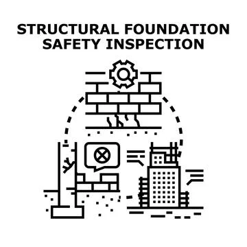 Building structural foundation safety inspection process Stock Illustration