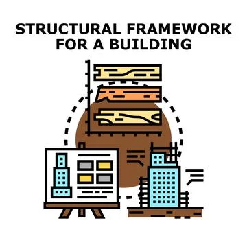 Building structural framework planning and design concept Stock Illustration