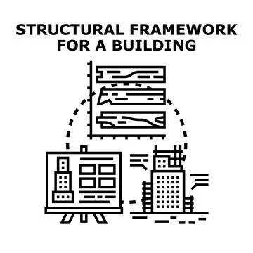 Building structural framework planning and design concept Illustrazione stock