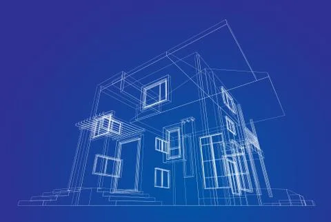 Building structure 3d rendering construction Ilustración de archivo