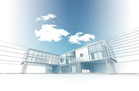 Building structure 3d rendering Ilustración de archivo