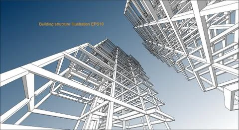 Building structure abstract,  3d illustration, vector Stock Illustration