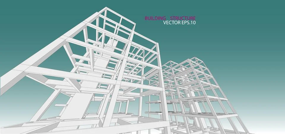 Building structure abstract,  3d illustration, vector Stock Illustration