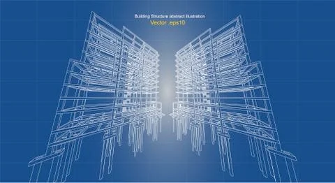 Building structure abstract,  3d illustration, vector Stock Illustration