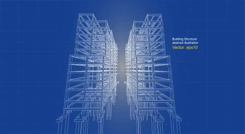 Building structure abstract,  3d illustration, vector Stock Illustration