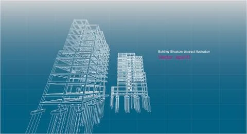 Building structure abstract,  3d illustration, vector Stock Illustration