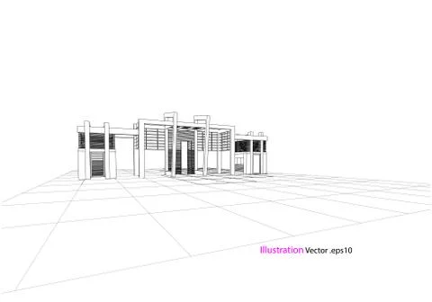 Building structure abstract,  3d illustration, vector Stock Illustration