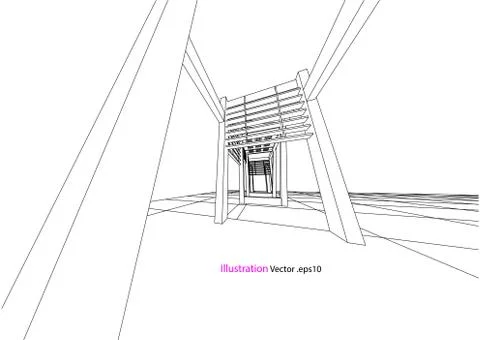 Building structure abstract,  3d illustration, vector Stock Illustration