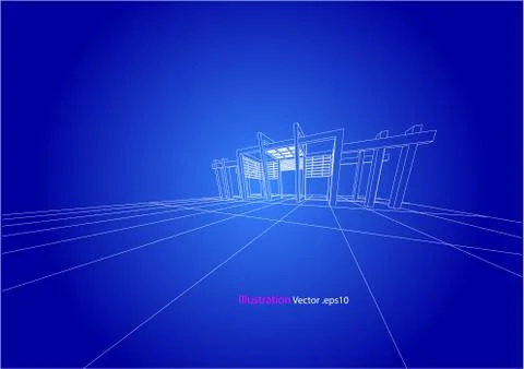 Building structure abstract,  3d illustration, vector Stock Illustration