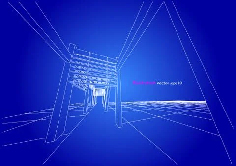 Building structure abstract,  3d illustration, vector Stock Illustration