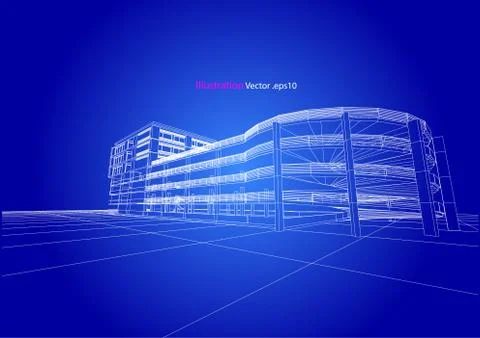 Building structure abstract,  3d illustration, vector Stock Illustration