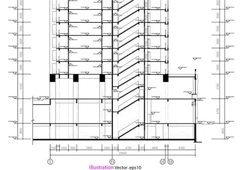 Building structure abstract,  3d illustration, vector Stock Illustration