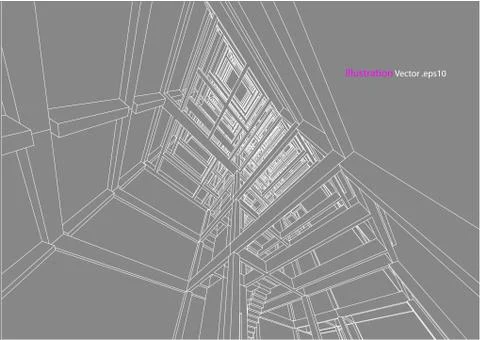 Building structure abstract,  3d illustration, vector 스톡 일러스트