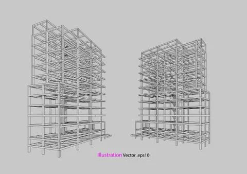 Building structure abstract,  3d illustration, vector 스톡 일러스트