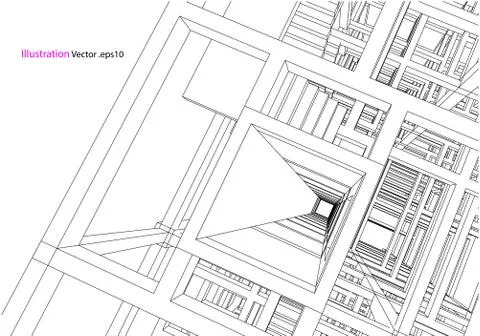 Building structure abstract,  3d illustration, vector Stock Illustration
