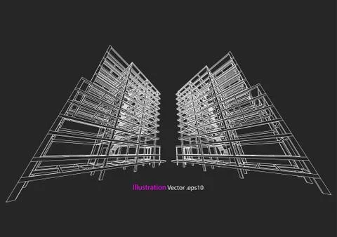Building structure abstract,  3d illustration, vector Stock Illustration