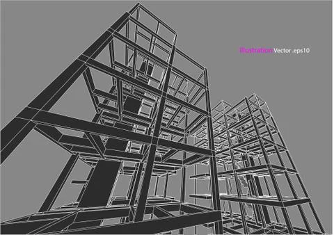 Building structure abstract,  3d illustration, vector Stock Illustration