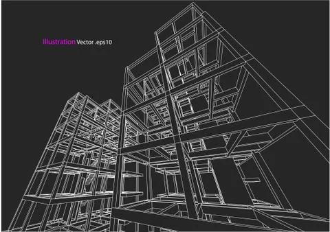 Building structure abstract,  3d illustration, vector Stock Illustration