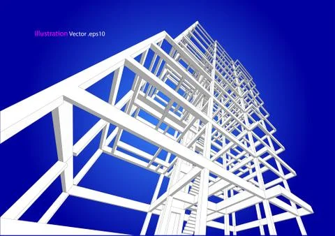 Building structure abstract,  3d illustration, vector Stock Illustration