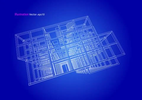 Building structure abstract,  3d illustration, vector Stock Illustration