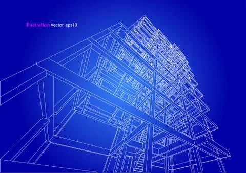 Building structure abstract,  3d illustration, vector Stock Illustration