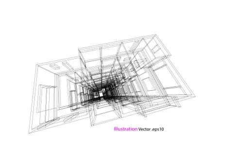 Building structure abstract,  3d illustration, vector 스톡 일러스트