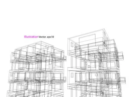 Building structure abstract,  3d illustration, vector Illustrazione stock