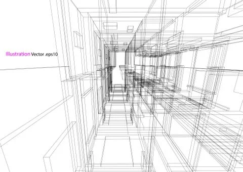 Building structure abstract,  3d illustration, vector Stock Illustration