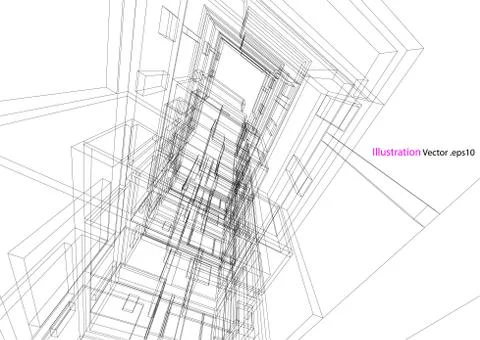 Building structure abstract,  3d illustration, vector Stock Illustration
