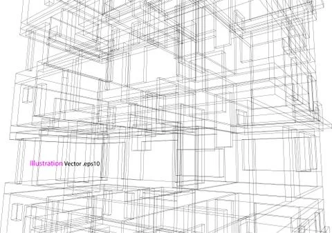 Building structure abstract,  3d illustration, vector Stock Illustration