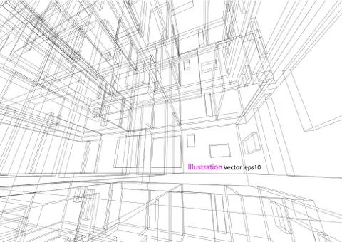 Building structure abstract,  3d illustration, vector Stock Illustration